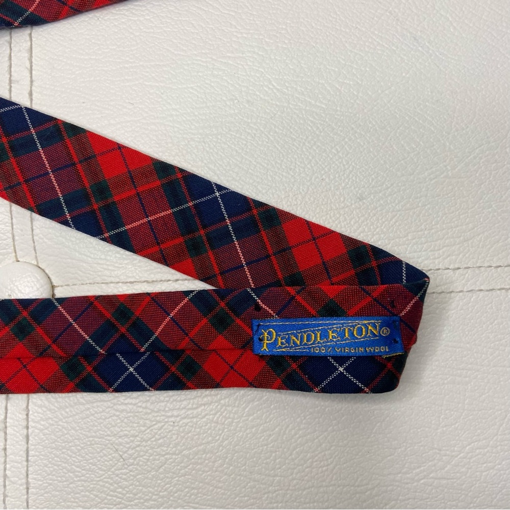 Pendleton Red Plaid Wool Button On Suspenders - image 6